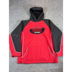 Vintage Y2K Wisconsin Badgers Pullover Hoodie Boys Large Red Nike Chest Swoosh
